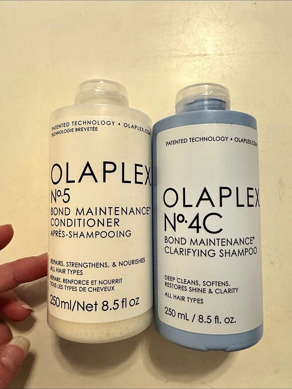 Olaplex No.4C Bond Maintenance Clarifying and No.5 Bond Maintenance